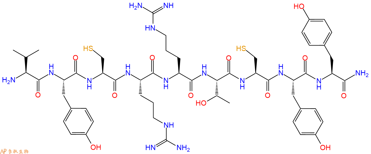 专肽生物产品H2N-Val-Tyr-Cys-Arg-Arg-Thr-Cys-Tyr-Tyr-CONH2