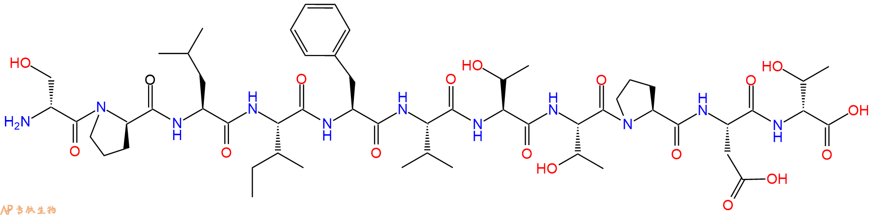 专肽生物产品H2N-DSer-DPro-Leu-Ile-Phe-Val-Thr-Thr-Pro-Asp-DThr-OH