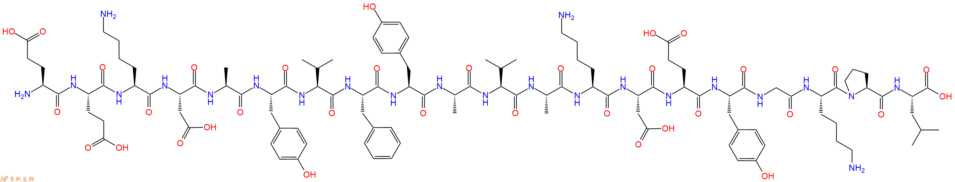 专肽生物产品H2N-Glu-Glu-Lys-Asp-Ala-Tyr-Val-Phe-Tyr-Ala-Val-Ala-Lys-Asp-Glu-Tyr-Gly-Lys-Pro-Leu-OH