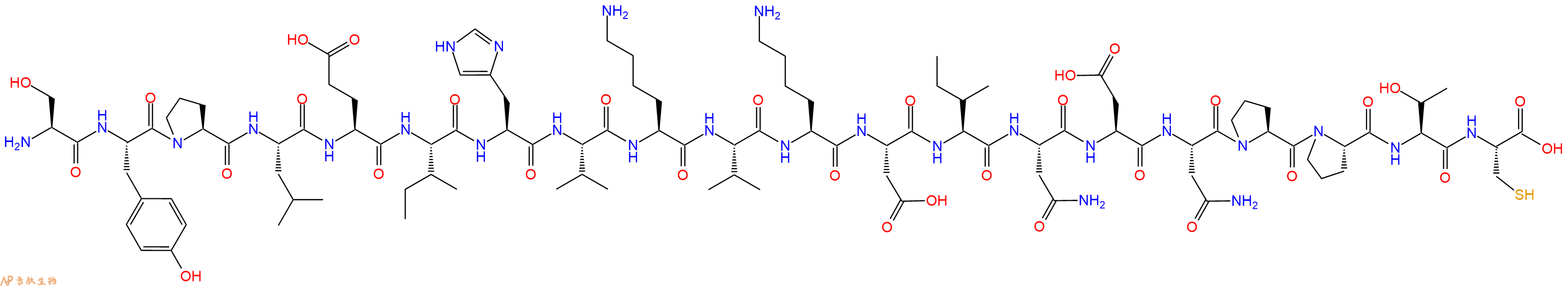 专肽生物产品H2N-Ser-Tyr-Pro-Leu-Glu-Ile-His-Val-Lys-Val-Lys-Asp-Ile-Asn-Asp-Asn-Pro-Pro-Thr-Cys-OH