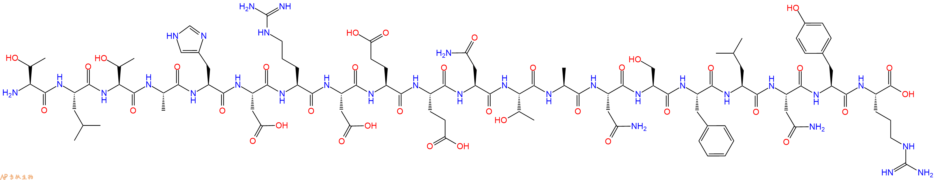 专肽生物产品H2N-Thr-Leu-Thr-Ala-His-Asp-Arg-Asp-Glu-Glu-Asn-Thr-Ala-Asn-Ser-Phe-Leu-Asn-Tyr-Arg-OH