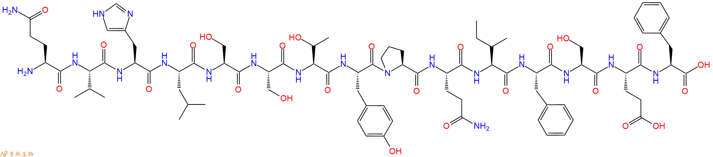 专肽生物产品H2N-Gln-Val-His-Leu-Ser-Ser-Thr-Tyr-Pro-Gln-Ile-Phe-Ser-Glu-Phe-OH