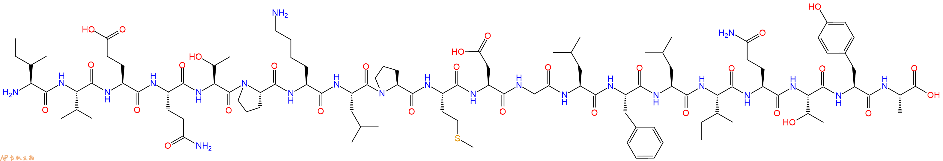 专肽生物产品H2N-Ile-Val-Glu-Gln-Thr-Pro-Lys-Leu-Pro-Met-Asp-Gly-Leu-Phe-Leu-Ile-Gln-Thr-Tyr-Ala-OH