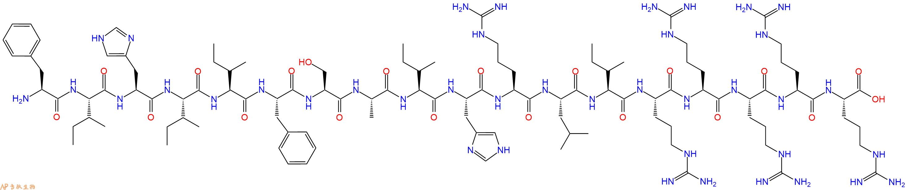专肽生物产品H2N-Phe-Ile-His-Ile-Ile-Phe-Ser-Ala-Ile-His-Arg-Leu-Ile-Arg-Arg-Arg-Arg-Arg-OH