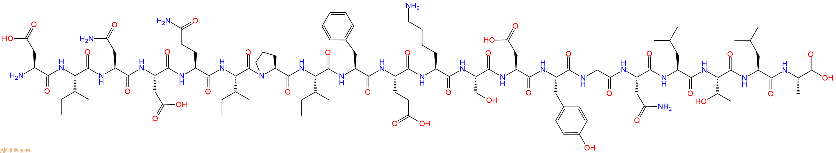 专肽生物产品H2N-Asp-Ile-Asn-Asp-Gln-Ile-Pro-Ile-Phe-Glu-Lys-Ser-Asp-Tyr-Gly-Asn-Leu-Thr-Leu-Ala-OH