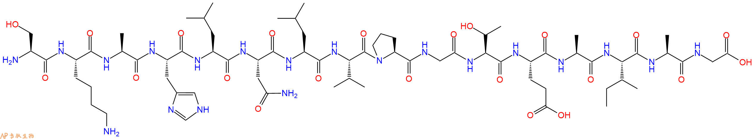 专肽生物产品H2N-Ser-Lys-Ala-His-Leu-Asn-Leu-Val-Pro-Gly-Thr-Glu-Ala-Ile-Ala-Gly-OH