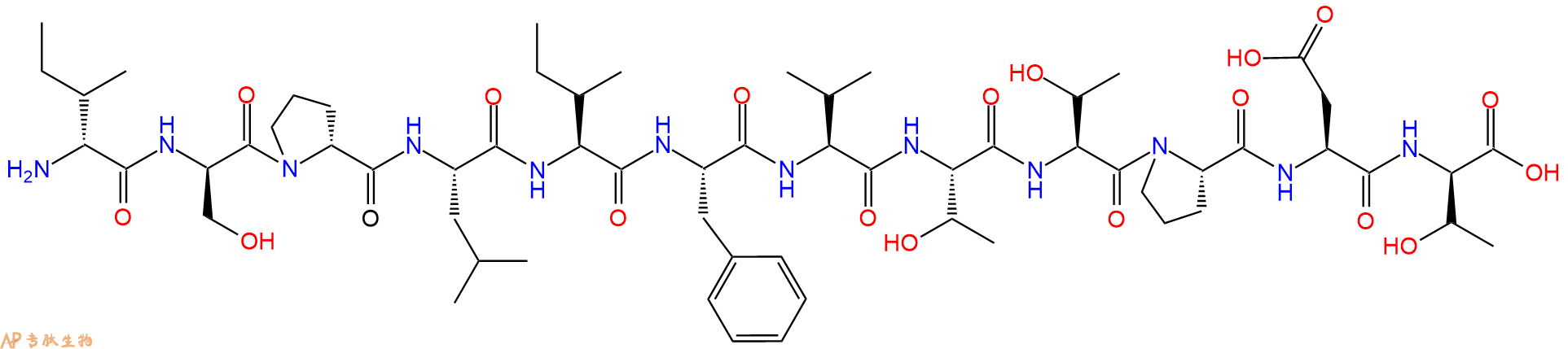 专肽生物产品H2N-DIle-DSer-DPro-Leu-Ile-Phe-Val-Thr-Thr-Pro-Asp-DThr-OH
