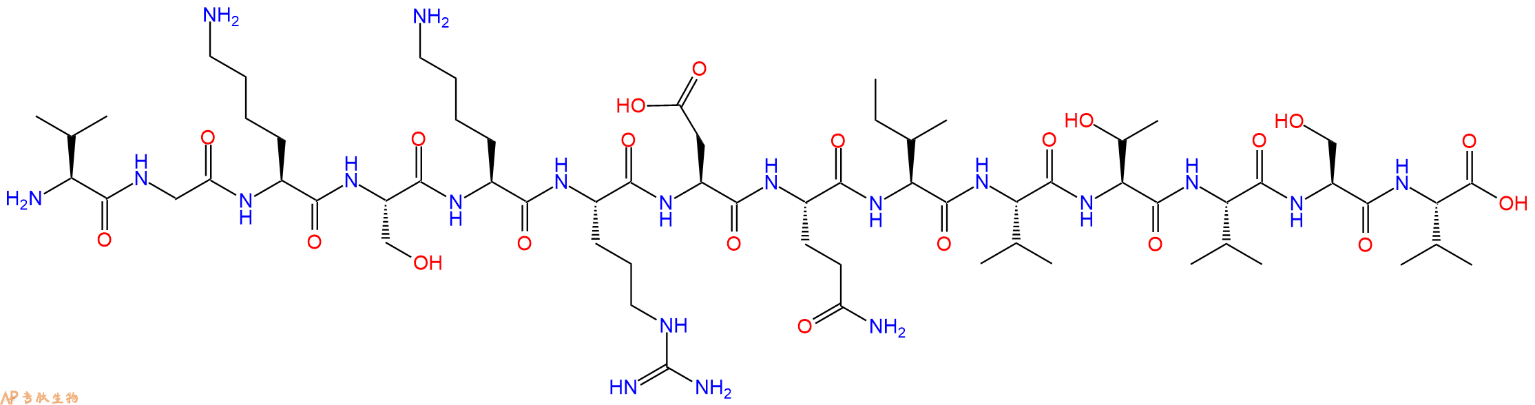 专肽生物产品H2N-Val-Gly-Lys-Ser-Lys-Arg-Asp-Gln-Ile-Val-Thr-Val-Ser-Val-OH