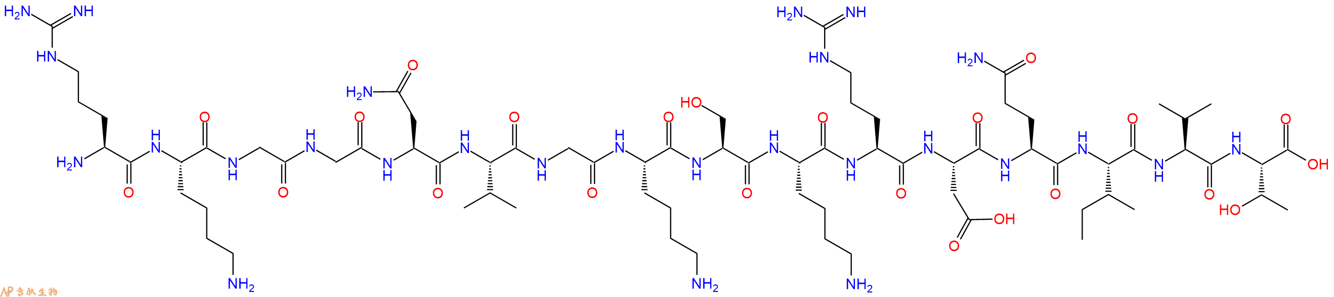 专肽生物产品H2N-Arg-Lys-Gly-Gly-Asn-Val-Gly-Lys-Ser-Lys-Arg-Asp-Gln-Ile-Val-Thr-OH