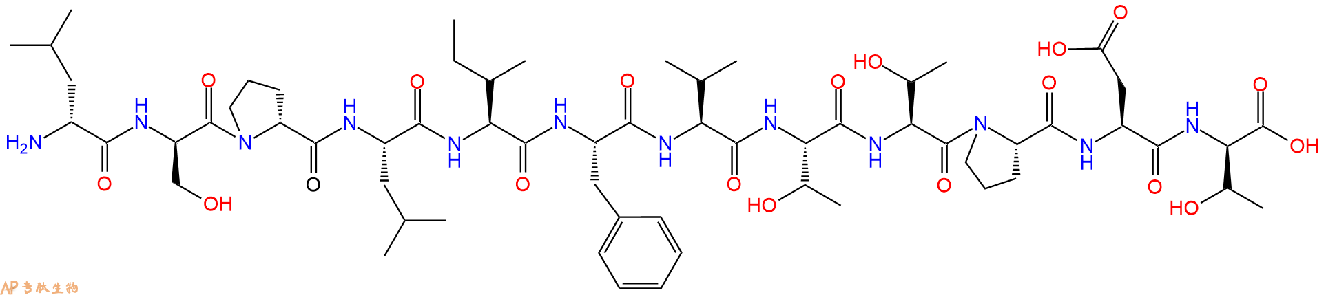 专肽生物产品H2N-DLeu-DSer-DPro-Leu-Ile-Phe-Val-Thr-Thr-Pro-Asp-DThr-OH