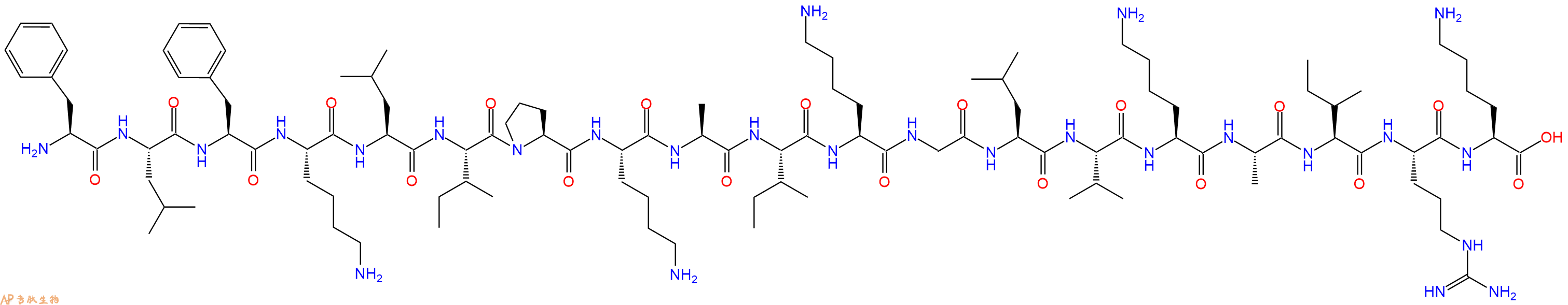 专肽生物产品H2N-Phe-Leu-Phe-Lys-Leu-Ile-Pro-Lys-Ala-Ile-Lys-Gly-Leu-Val-Lys-Ala-Ile-Arg-Lys-OH