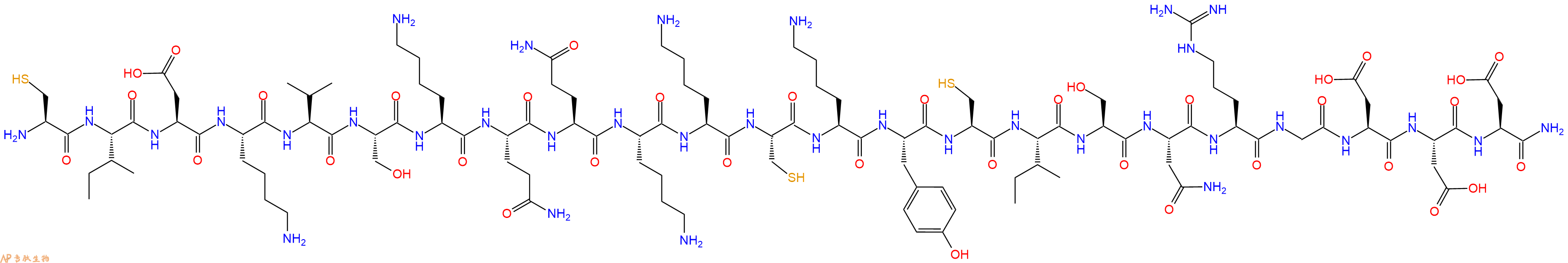 专肽生物产品H2N-Cys-Ile-Asp-Lys-Val-Ser-Lys-Gln-Gln-Lys-Lys-Cys-Lys-Tyr-Cys-Ile-Ser-Asn-Arg-Gly-Asp-Asp-Asp-CONH2