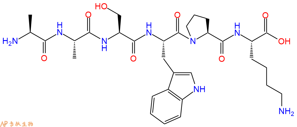 专肽生物产品H2N-Ala-Ala-Ser-Trp-Pro-Lys-OH