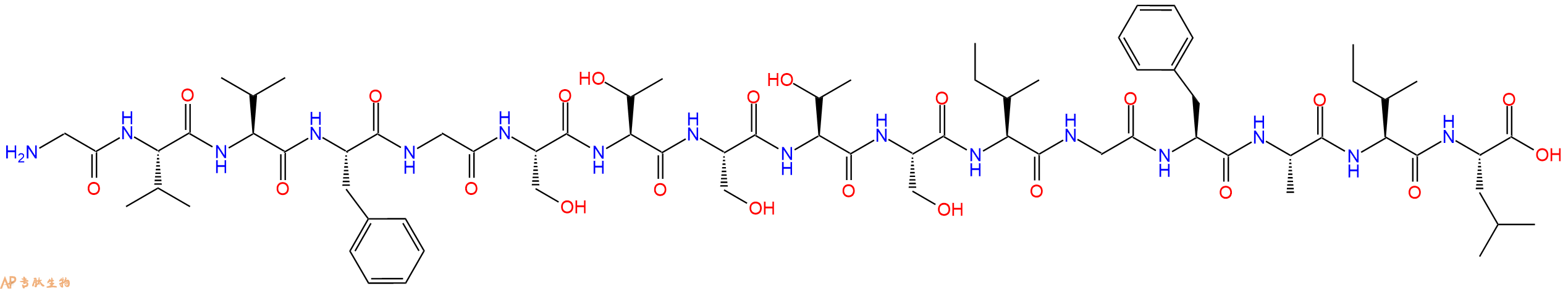 专肽生物产品H2N-Gly-Val-Val-Phe-Gly-Ser-Thr-Ser-Thr-Ser-Ile-Gly-Phe-Ala-Ile-Leu-OH
