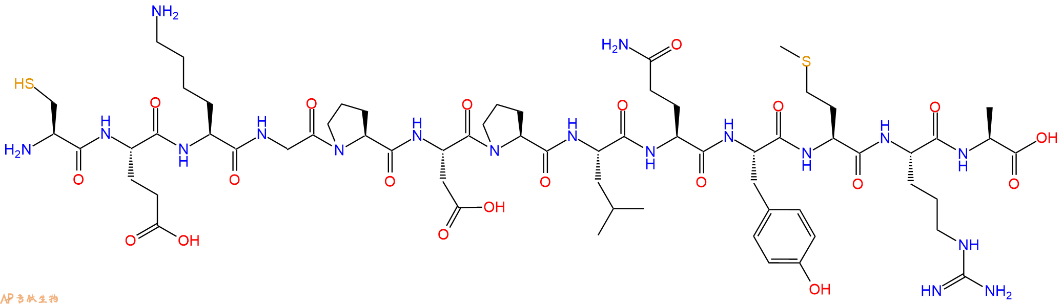 专肽生物产品H2N-Cys-Glu-Lys-Gly-Pro-Asp-Pro-Leu-Gln-Tyr-Met-Arg-Ala-OH