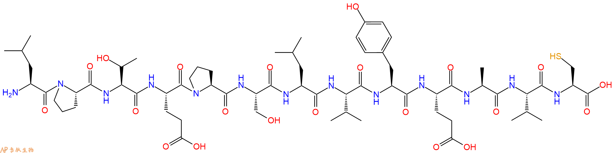 专肽生物产品H2N-Leu-Pro-Thr-Glu-Pro-Ser-Leu-Val-Tyr-Glu-Ala-Val-Cys-OH