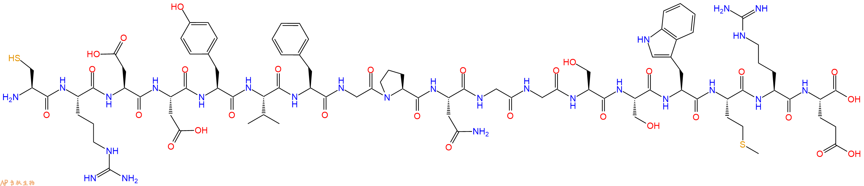 专肽生物产品H2N-Cys-Arg-Asp-Asp-Tyr-Val-Phe-Gly-Pro-Asn-Gly-Gly-Ser-Ser-Trp-Met-Arg-Glu-OH