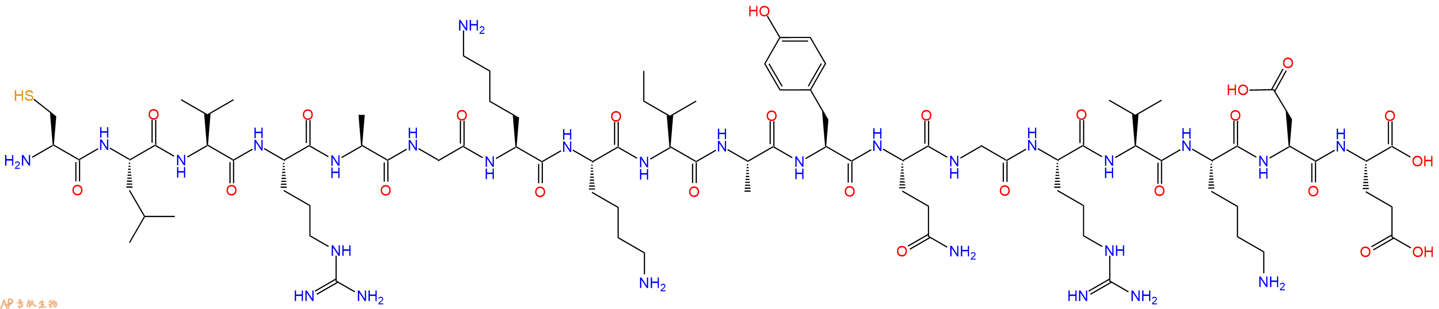 专肽生物产品H2N-Cys-Leu-Val-Arg-Ala-Gly-Lys-Lys-Ile-Ala-Tyr-Gln-Gly-Arg-Val-Lys-Asp-Glu-OH