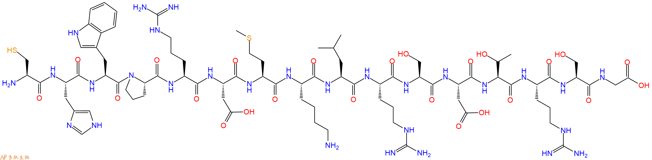 专肽生物产品H2N-Cys-His-Trp-Pro-Arg-Asp-Met-Lys-Leu-Arg-Ser-Asp-Thr-Arg-Ser-Gly-OH