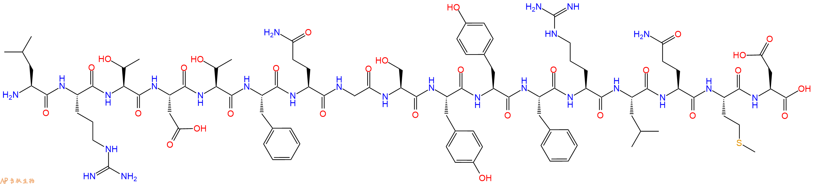 专肽生物产品H2N-Leu-Arg-Thr-Asp-Thr-Phe-Gln-Gly-Ser-Tyr-Tyr-Phe-Arg-Leu-Gln-Met-Asp-OH