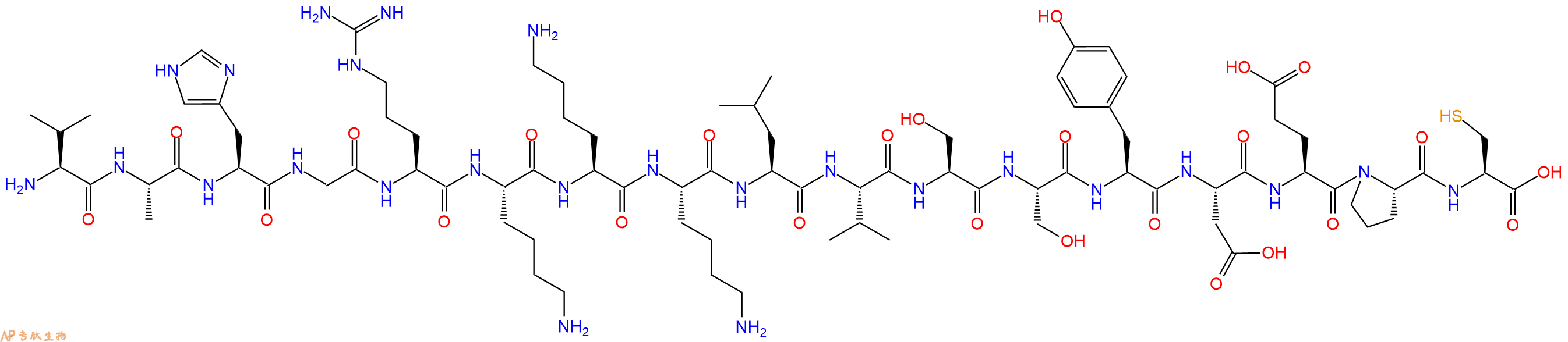 专肽生物产品H2N-Val-Ala-His-Gly-Arg-Lys-Lys-Lys-Leu-Val-Ser-Ser-Tyr-Asp-Glu-Pro-Cys-OH