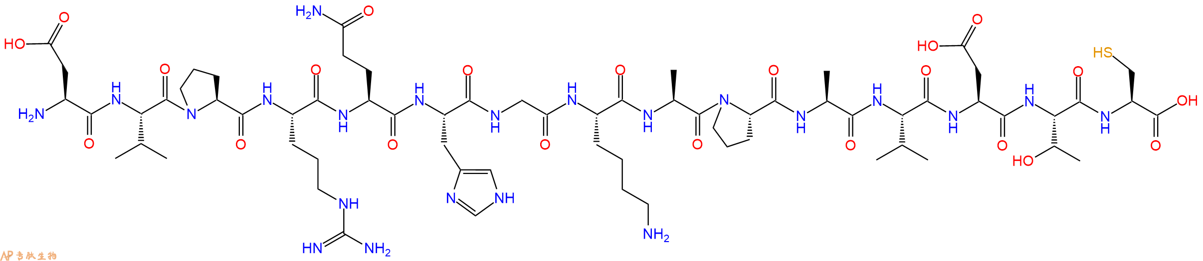 专肽生物产品H2N-Asp-Val-Pro-Arg-Gln-His-Gly-Lys-Ala-Pro-Ala-Val-Asp-Thr-Cys-OH
