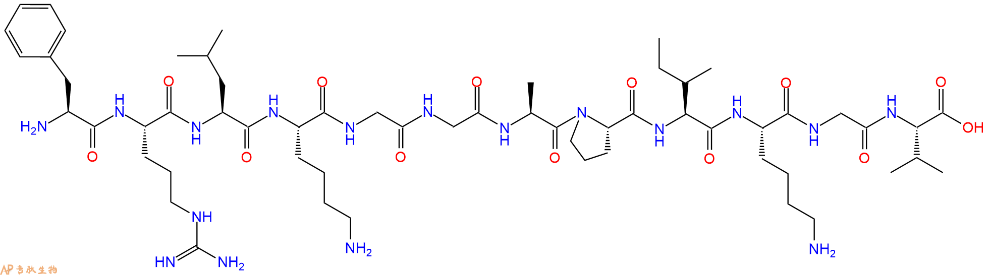 专肽生物产品H2N-Phe-Arg-Leu-Lys-Gly-Gly-Ala-Pro-Ile-Lys-Gly-Val-OH