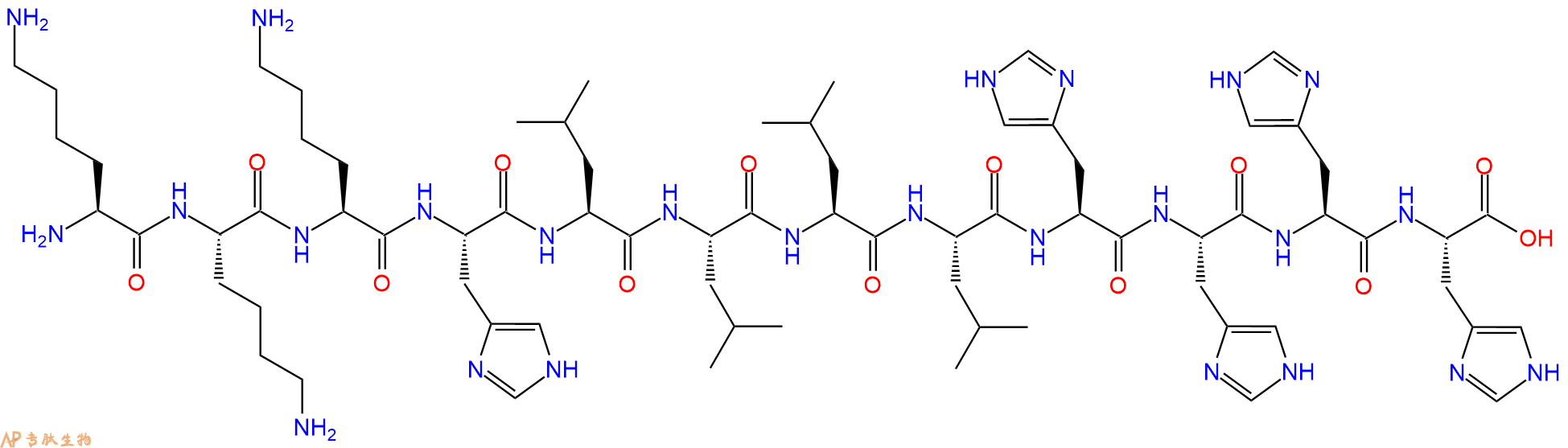 专肽生物产品H2N-Lys-Lys-Lys-His-Leu-Leu-Leu-Leu-His-His-His-His-OH