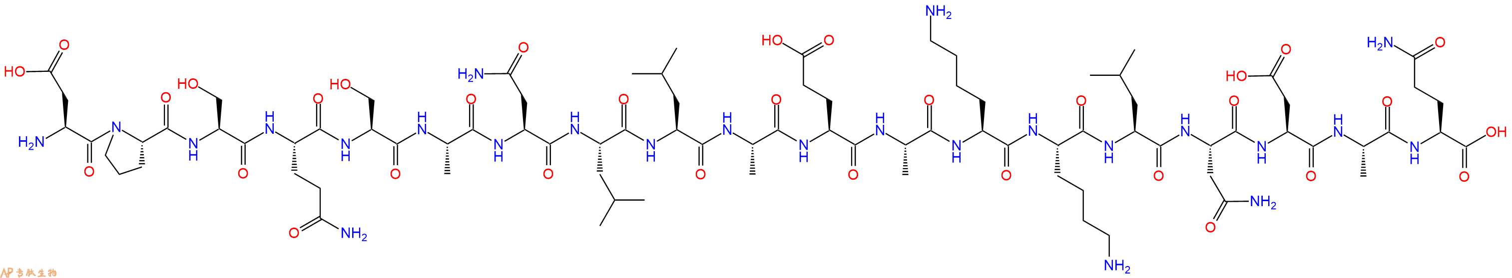 专肽生物产品H2N-Asp-Pro-Ser-Gln-Ser-Ala-Asn-Leu-Leu-Ala-Glu-Ala-Lys-Lys-Leu-Asn-Asp-Ala-Gln-OH
