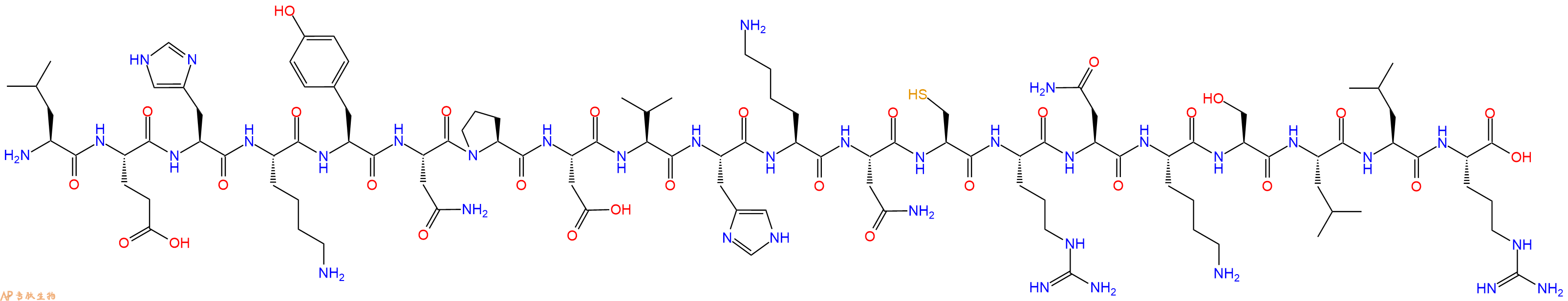 专肽生物产品H2N-Leu-Glu-His-Lys-Tyr-Asn-Pro-Asp-Val-His-Lys-Asn-Cys-Arg-Asn-Lys-Ser-Leu-Leu-Arg-OH