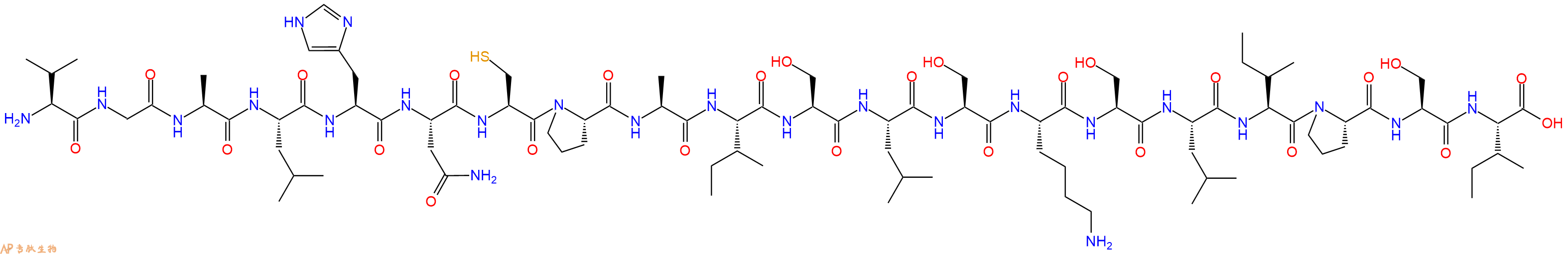 专肽生物产品H2N-Val-Gly-Ala-Leu-His-Asn-Cys-Pro-Ala-Ile-Ser-Leu-Ser-Lys-Ser-Leu-Ile-Pro-Ser-Ile-OH