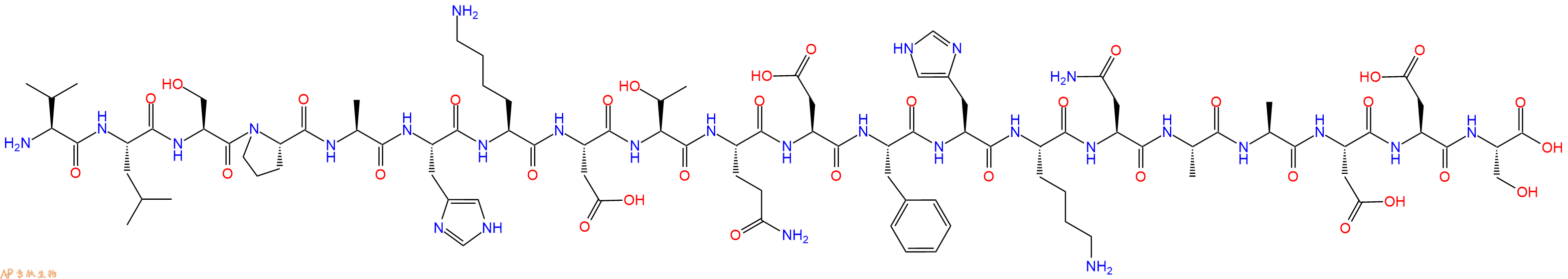 专肽生物产品H2N-Val-Leu-Ser-Pro-Ala-His-Lys-Asp-Thr-Gln-Asp-Phe-His-Lys-Asn-Ala-Ala-Asp-Asp-Ser-OH
