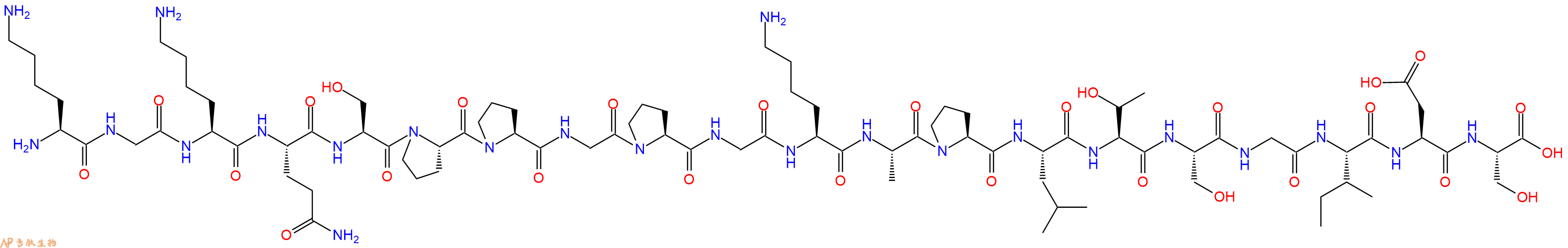 专肽生物产品H2N-Lys-Gly-Lys-Gln-Ser-Pro-Pro-Gly-Pro-Gly-Lys-Ala-Pro-Leu-Thr-Ser-Gly-Ile-Asp-Ser-OH