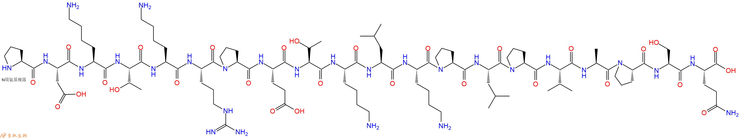 专肽生物产品H2N-Pro-Asp-Lys-Thr-Lys-Arg-Pro-Glu-Thr-Lys-Leu-Lys-Pro-Leu-Pro-Val-Ala-Pro-Ser-Gln-OH
