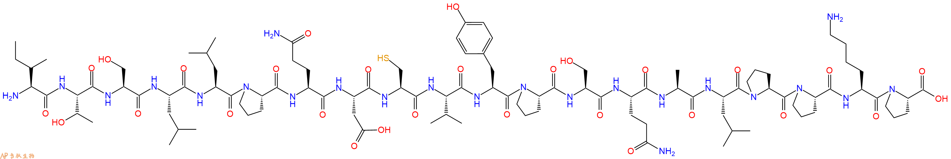 专肽生物产品H2N-Ile-Thr-Ser-Leu-Leu-Pro-Gln-Asp-Cys-Val-Tyr-Pro-Ser-Gln-Ala-Leu-Pro-Pro-Lys-Pro-OH