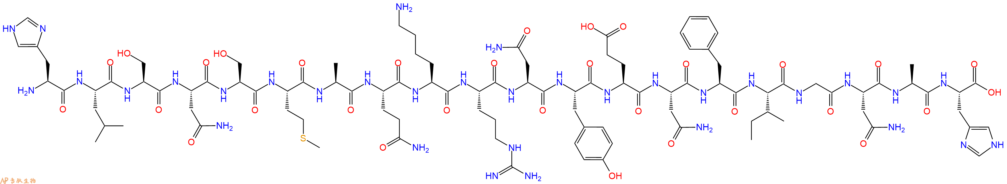 专肽生物产品H2N-His-Leu-Ser-Asn-Ser-Met-Ala-Gln-Lys-Arg-Asn-Tyr-Glu-Asn-Phe-Ile-Gly-Asn-Ala-His-OH
