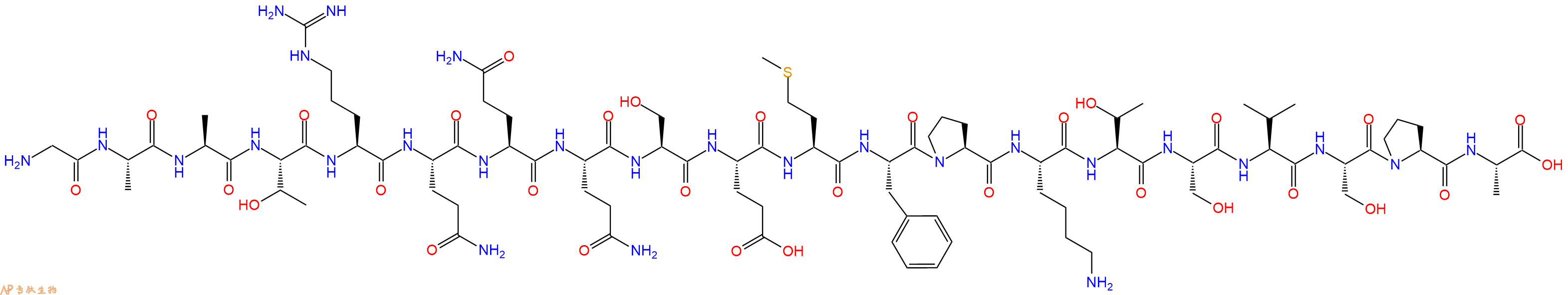 专肽生物产品H2N-Gly-Ala-Ala-Thr-Arg-Gln-Gln-Gln-Ser-Glu-Met-Phe-Pro-Lys-Thr-Ser-Val-Ser-Pro-Ala-OH