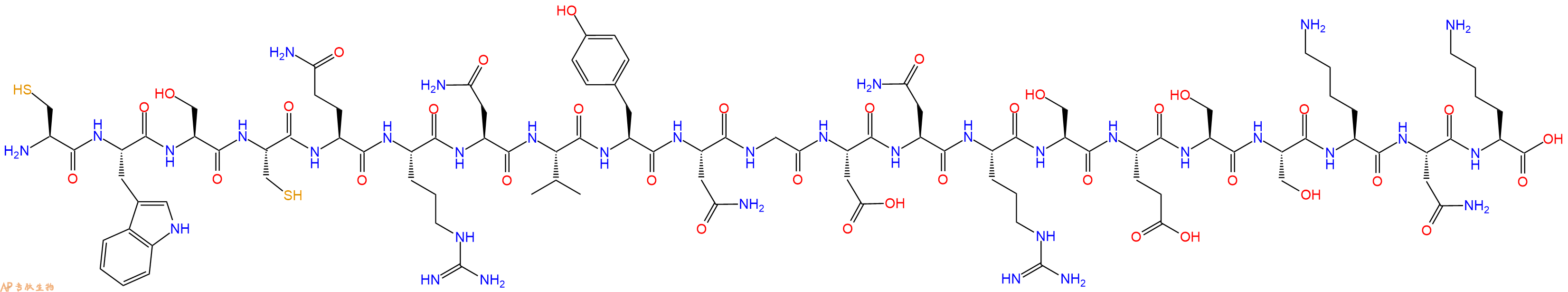 专肽生物产品H2N-Cys-Trp-Ser-Cys-Gln-Arg-Asn-Val-Tyr-Asn-Gly-Asp-Asn-Arg-Ser-Glu-Ser-Ser-Lys-Asn-Lys-OH