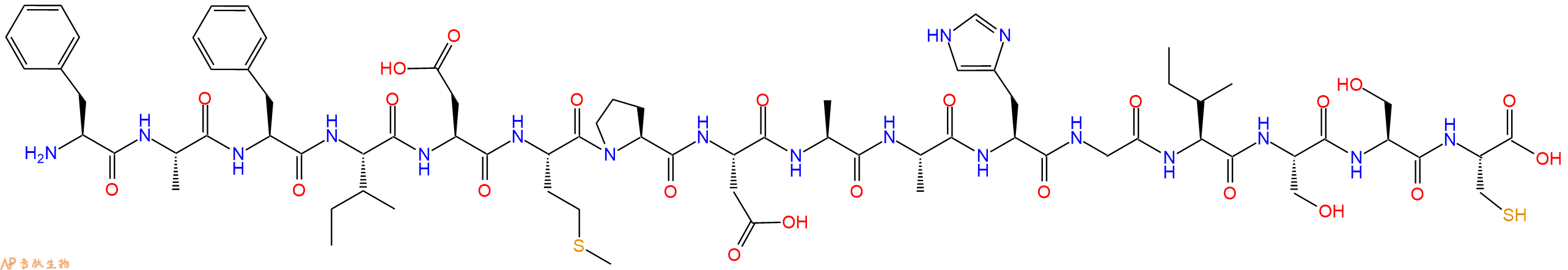 专肽生物产品H2N-Phe-Ala-Phe-Ile-Asp-Met-Pro-Asp-Ala-Ala-His-Gly-Ile-Ser-Ser-Cys-OH