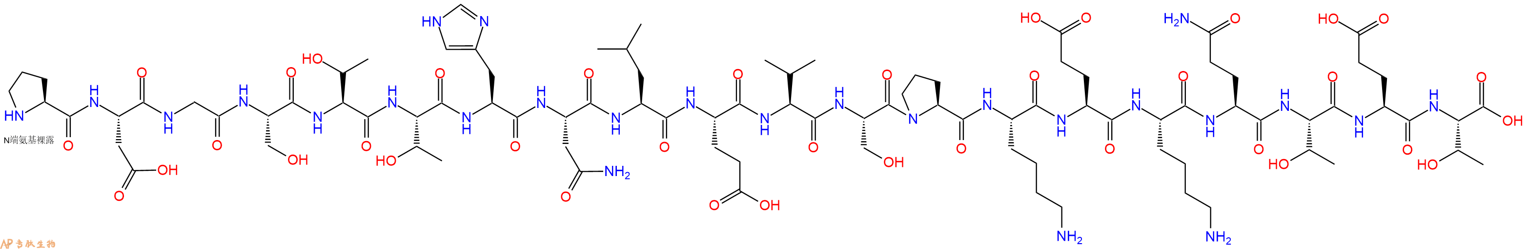 专肽生物产品H2N-Pro-Asp-Gly-Ser-Thr-Thr-His-Asn-Leu-Glu-Val-Ser-Pro-Lys-Glu-Lys-Gln-Thr-Glu-Thr-OH