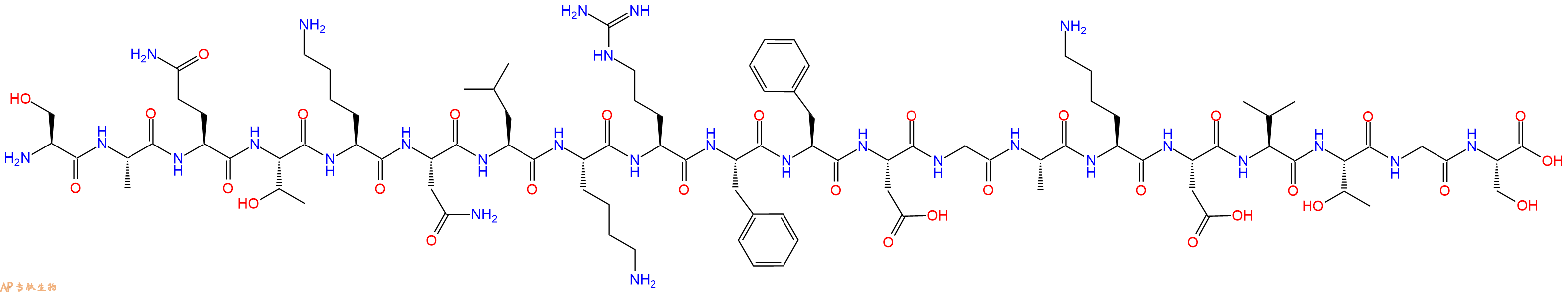 专肽生物产品H2N-Ser-Ala-Gln-Thr-Lys-Asn-Leu-Lys-Arg-Phe-Phe-Asp-Gly-Ala-Lys-Asp-Val-Thr-Gly-Ser-OH