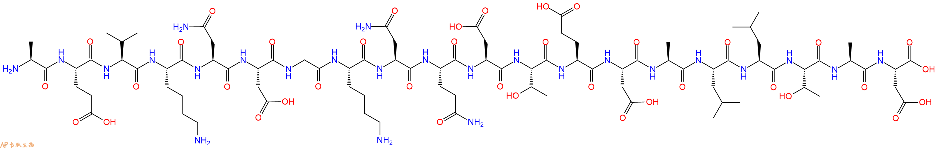 专肽生物产品H2N-Ala-Glu-Val-Lys-Asn-Asp-Gly-Lys-Asn-Gln-Asp-Thr-Glu-Asp-Ala-Leu-Leu-Thr-Ala-Asp-OH