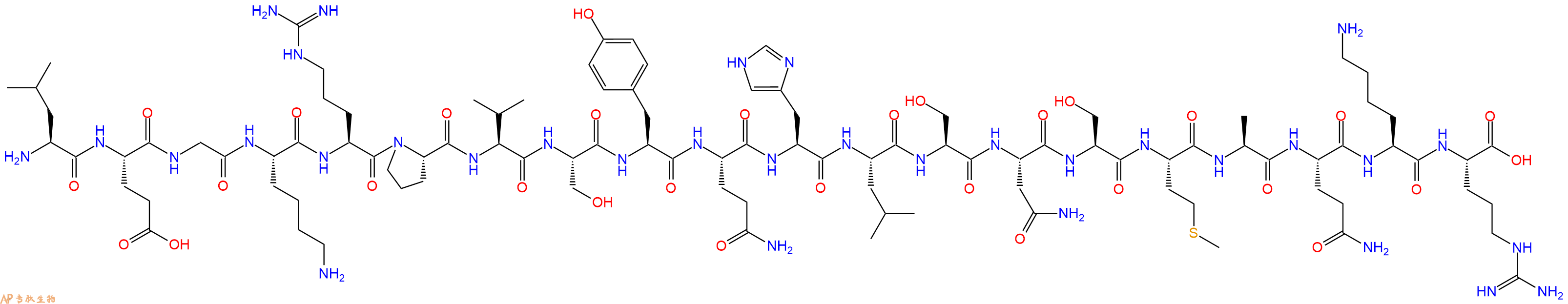专肽生物产品H2N-Leu-Glu-Gly-Lys-Arg-Pro-Val-Ser-Tyr-Gln-His-Leu-Ser-Asn-Ser-Met-Ala-Gln-Lys-Arg-OH