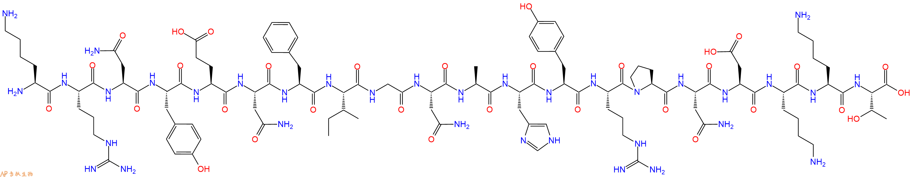 专肽生物产品H2N-Lys-Arg-Asn-Tyr-Glu-Asn-Phe-Ile-Gly-Asn-Ala-His-Tyr-Arg-Pro-Asn-Asp-Lys-Lys-Thr-OH