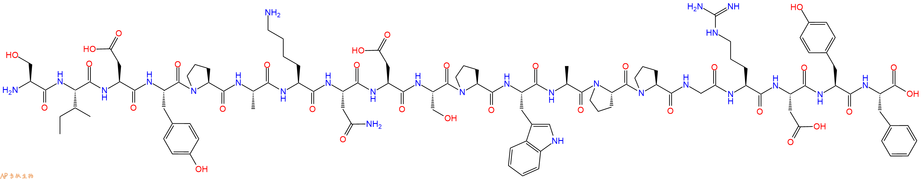 专肽生物产品H2N-Ser-Ile-Asp-Tyr-Pro-Ala-Lys-Asn-Asp-Ser-Pro-Trp-Ala-Pro-Pro-Gly-Arg-Asp-Tyr-Phe-OH