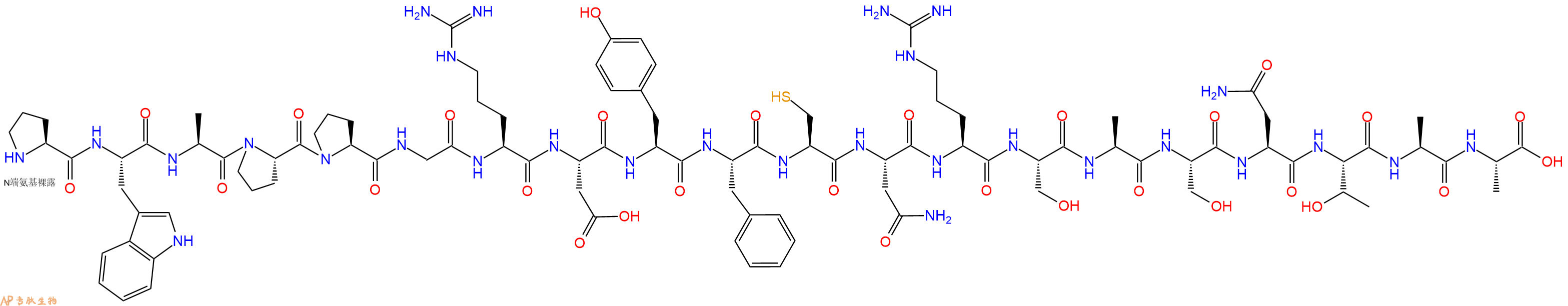 专肽生物产品H2N-Pro-Trp-Ala-Pro-Pro-Gly-Arg-Asp-Tyr-Phe-Cys-Asn-Arg-Ser-Ala-Ser-Asn-Thr-Ala-Ala-OH