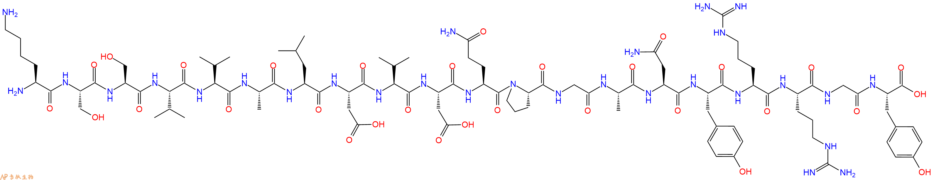 专肽生物产品H2N-Lys-Ser-Ser-Val-Val-Ala-Leu-Asp-Val-Asp-Gln-Pro-Gly-Ala-Asn-Tyr-Arg-Arg-Gly-Tyr-OH