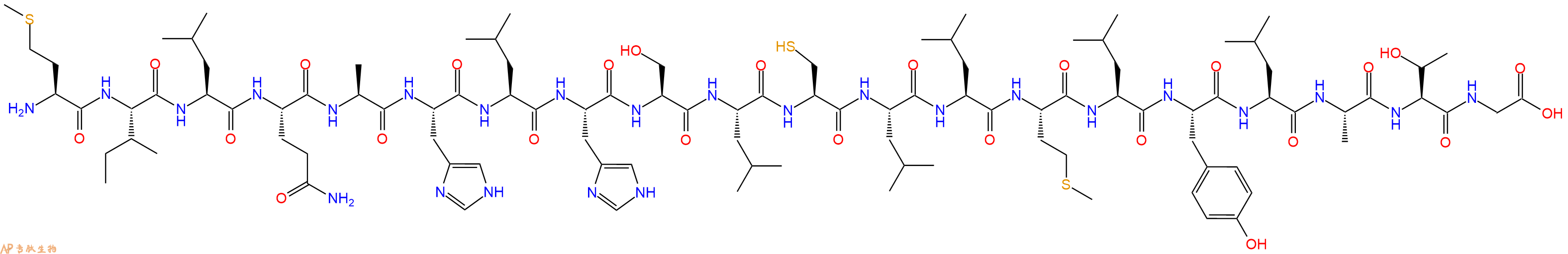 专肽生物产品H2N-Met-Ile-Leu-Gln-Ala-His-Leu-His-Ser-Leu-Cys-Leu-Leu-Met-Leu-Tyr-Leu-Ala-Thr-Gly-OH