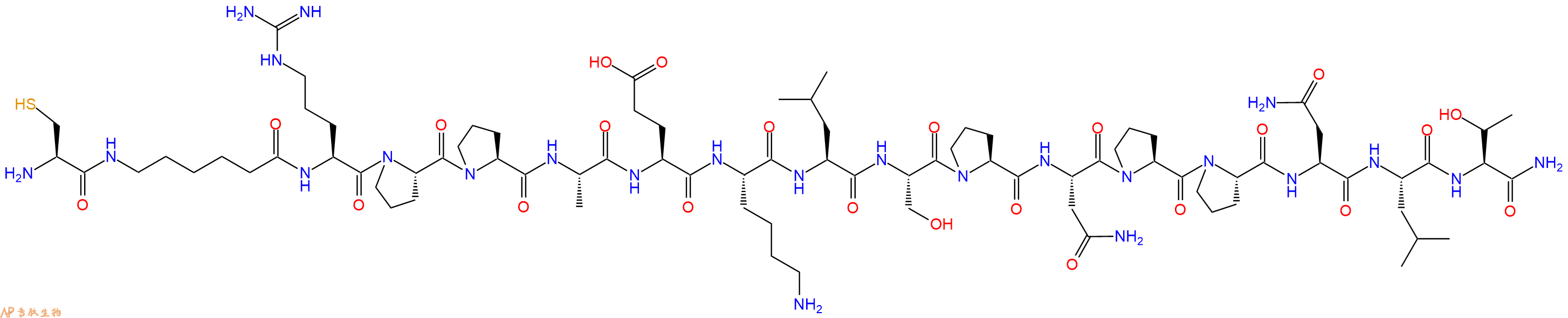 专肽生物产品H2N-Cys-Ahx-Arg-Pro-Pro-Ala-Glu-Lys-Leu-Ser-Pro-Asn-Pro-Pro-Asn-Leu-Thr-CONH2