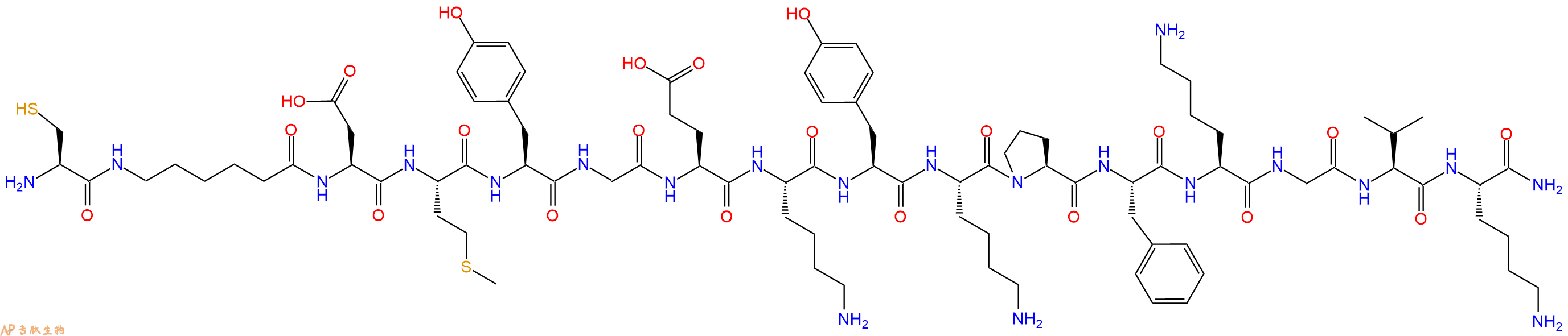 专肽生物产品H2N-Cys-Ahx-Asp-Met-Tyr-Gly-Glu-Lys-Tyr-Lys-Pro-Phe-Lys-Gly-Val-Lys-CONH2